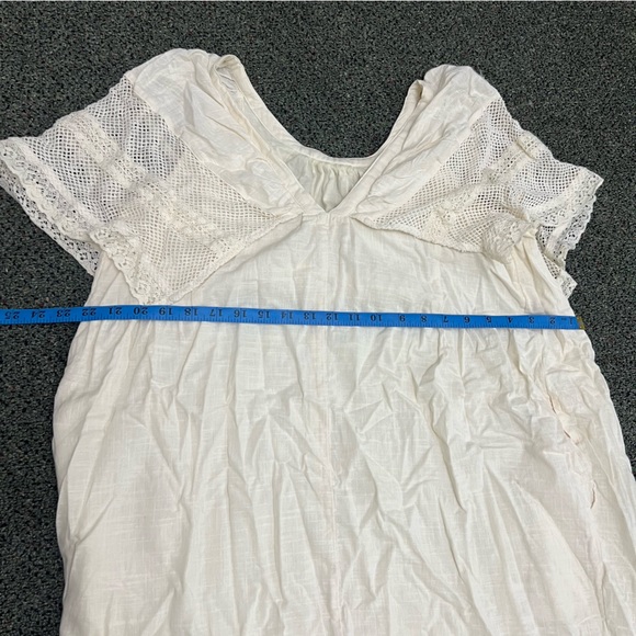 OLD NAVY Off-White Cream Flutter Lace Sleeve Swing Mini Midi Dress Open-Back M - Picture 12 of 16
